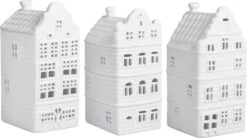 &Klevering Waxinelichtjeshouder - Porselein - Wit - Set Van 3