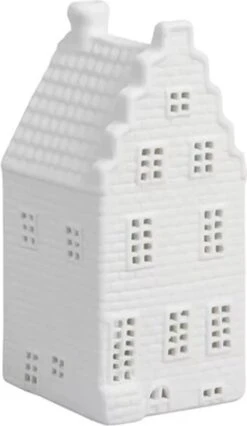 Huisje Waxinelichthouder - 13,5 Cm - Wit - &Klevering - Hollandse Cadeautjes - Moederdag Cadeautje Voor Mama - Cadeau Voor Mama