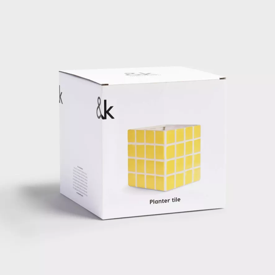 & Klevering &klevering Tile Bloempot 14x14 Geel 2 & Klevering &klevering Tile Bloempot 14x14 Geel - Afbeelding 2