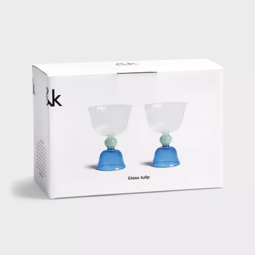 & Klevering &klevering Tulip Wijnglazen Set Van 2 Blauw 9 & Klevering &klevering Tulip Wijnglazen Set Van 2 Blauw - Afbeelding 9