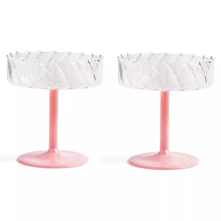 & Klevering &klevering Twirl Coupe Champagneglazen Set Van 2 Roze 2 & Klevering &klevering Twirl Coupe Champagneglazen Set Van 2 Roze - Afbeelding 2